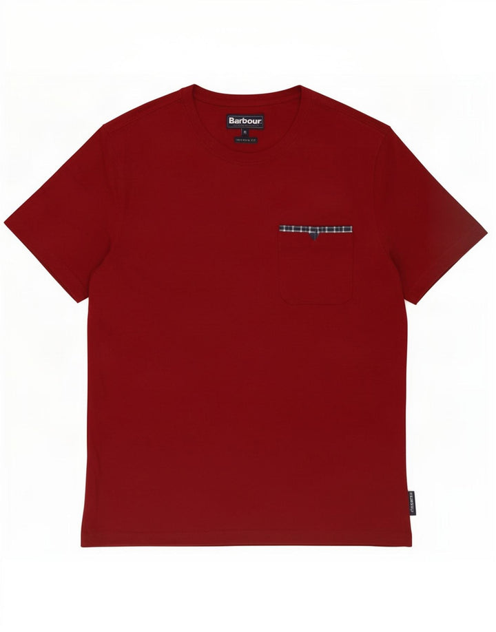T-shirt męski Barbour o dopasowanym kroju, średniej wielkości bawełna w kolorze bordowym