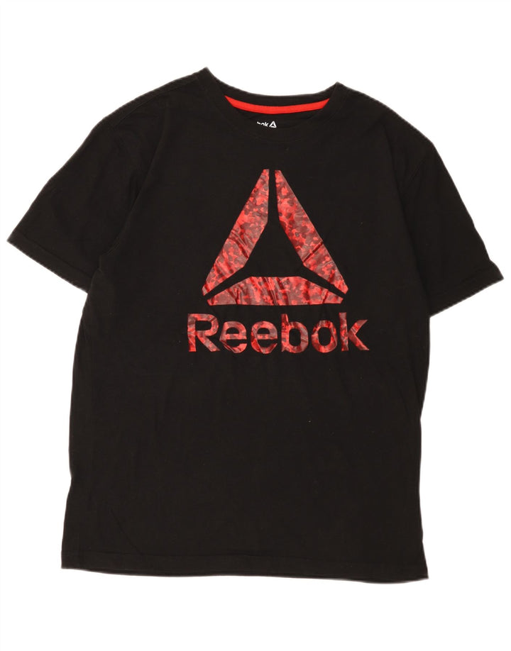Męski T-shirt Reebok z grafiką, mały, czarny, bawełniany