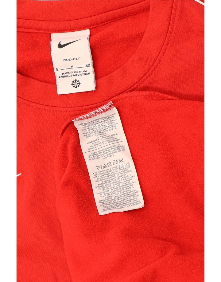Męska koszulka Nike Dri Fit z długim rękawem, mała, czerwona, poliestrowa
