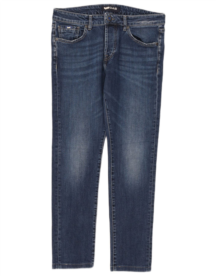 Damskie jeansy Gas Slim W33 L28 Niebieskie bawełniane