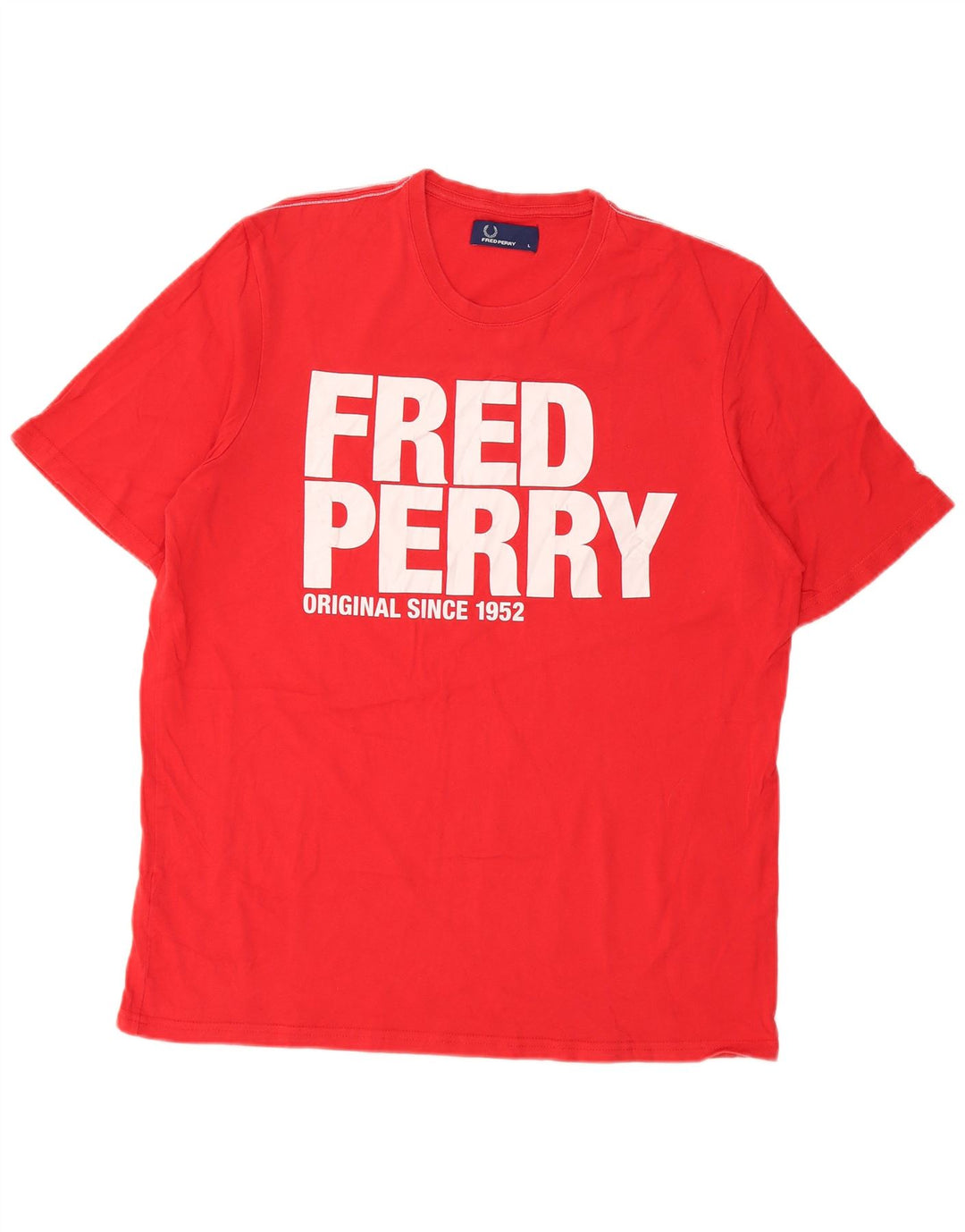 Męski T-shirt z grafiką Fred Perry, duży, czerwony, bawełniany