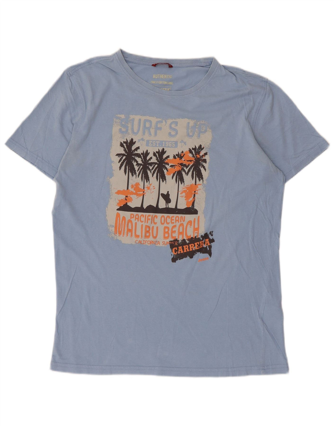 Męski T-shirt z grafiką Carrera, duży, niebieski, bawełniany