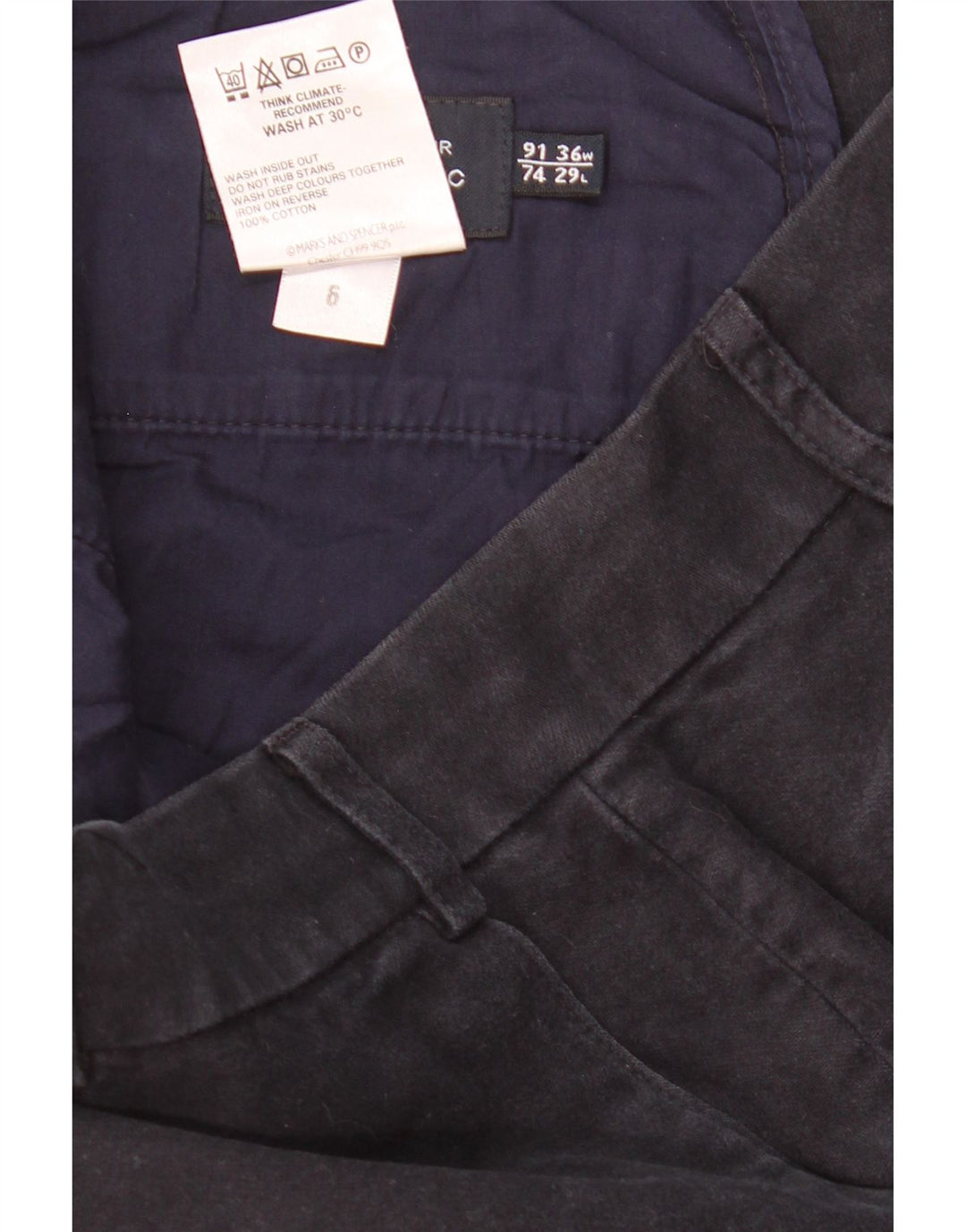 Spodnie męskie MARKS & SPENCER Blue Harbor Chino W36 L29 Granatowe