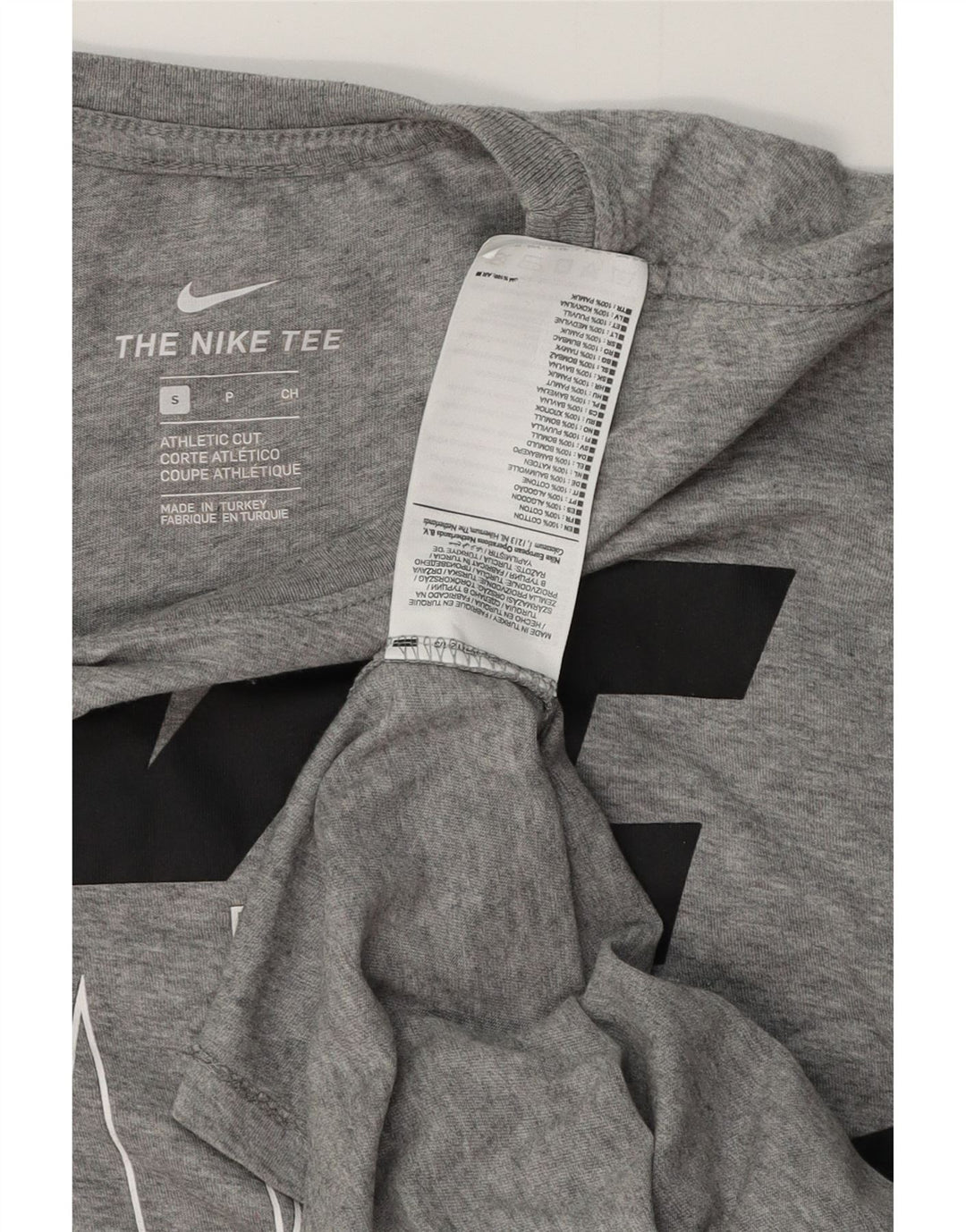 Męski T-shirt NIKE o sportowym kroju z grafiką, mały, szary, bawełniany