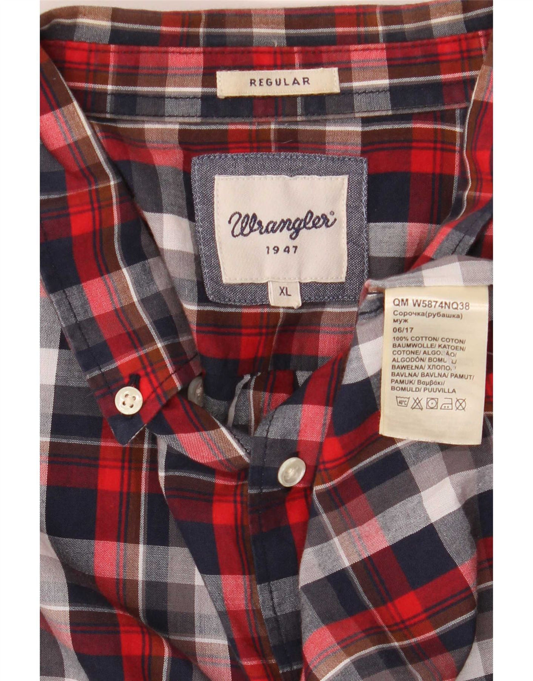 Wrangler Męska koszula flanelowa XL w czerwoną kratę, bawełniana
