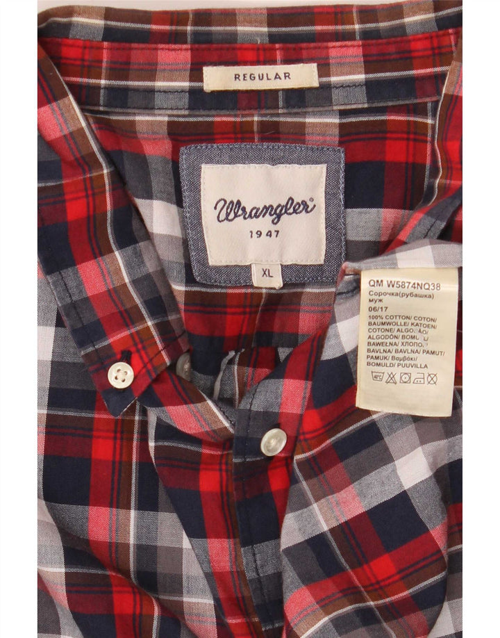Wrangler Męska koszula flanelowa XL w czerwoną kratę, bawełniana