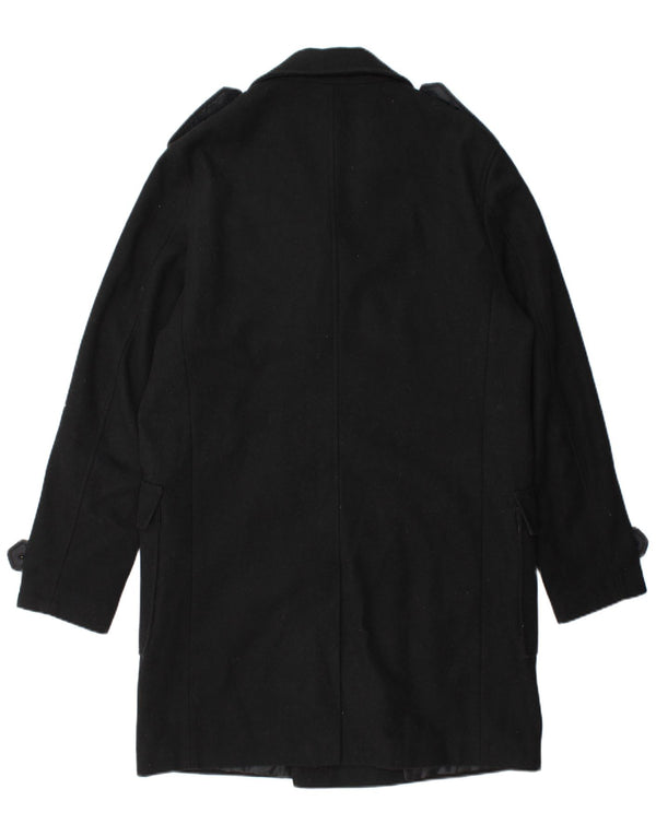 STANLEY ADAMS Męski wojskowy dwurzędowy płaszcz wojskowy UK 40, duży, czarny