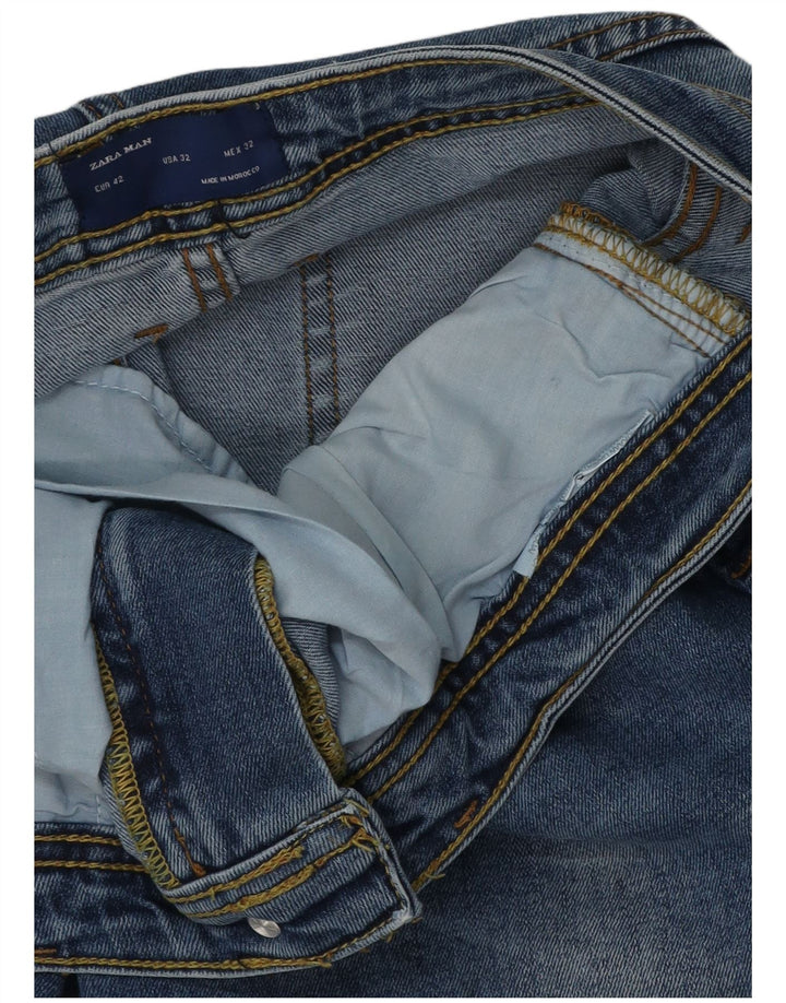 Męskie jeansy slim fit Zara EU 42 Large W32 L29 Niebieskie bawełniane