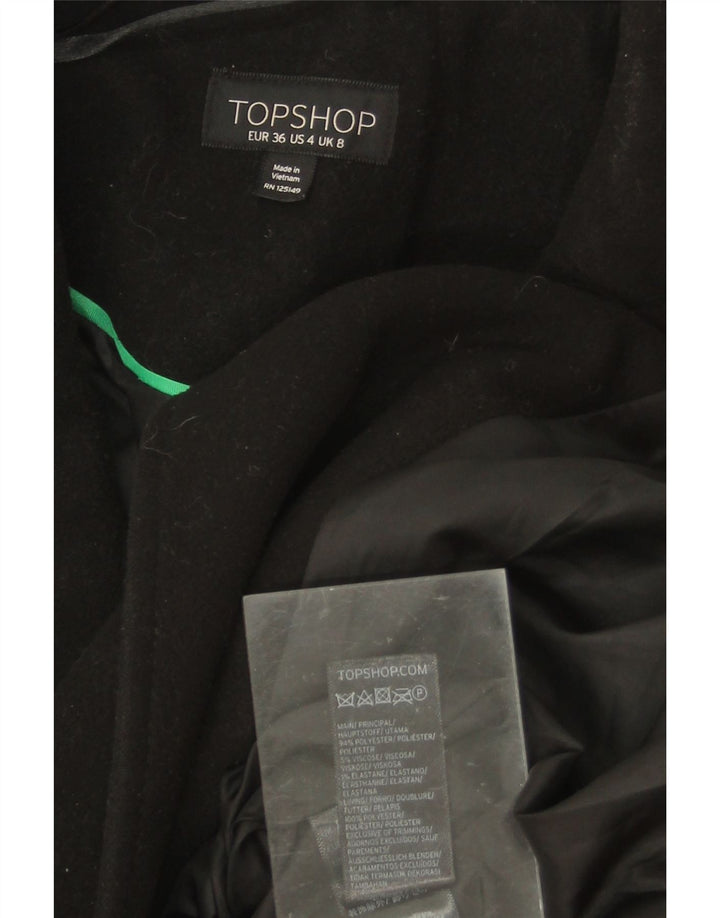 TOPSHOP Womens Oversized Overcoat UK 8 Small Black Polyester Vintage Topshop and Second-Hand Topshop from Messina Hembry 