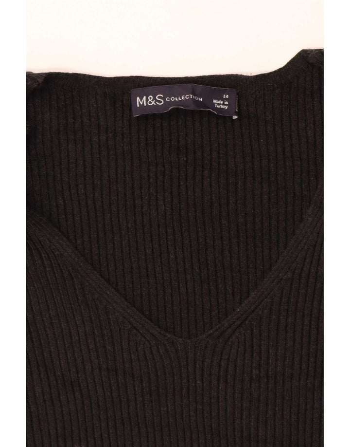 Marks & Spencer Damski sweter z dekoltem w kształcie litery V, UK 14, średni czarny