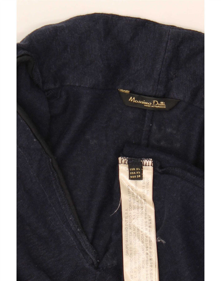 Bluzka damska Massimo Dutti Top UK 18 XL Granatowa, lniana