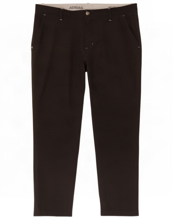 Adidas Mens Straight Chino Trousers W36 L30 Black Polyester