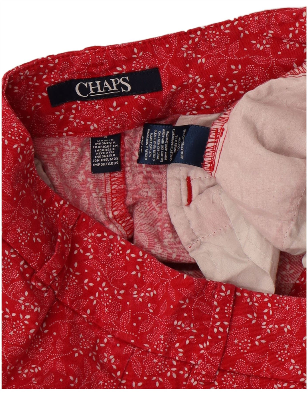 Damskie spodenki Chino Chaps US 8 Medium W30 Czerwona bawełna w kwiaty