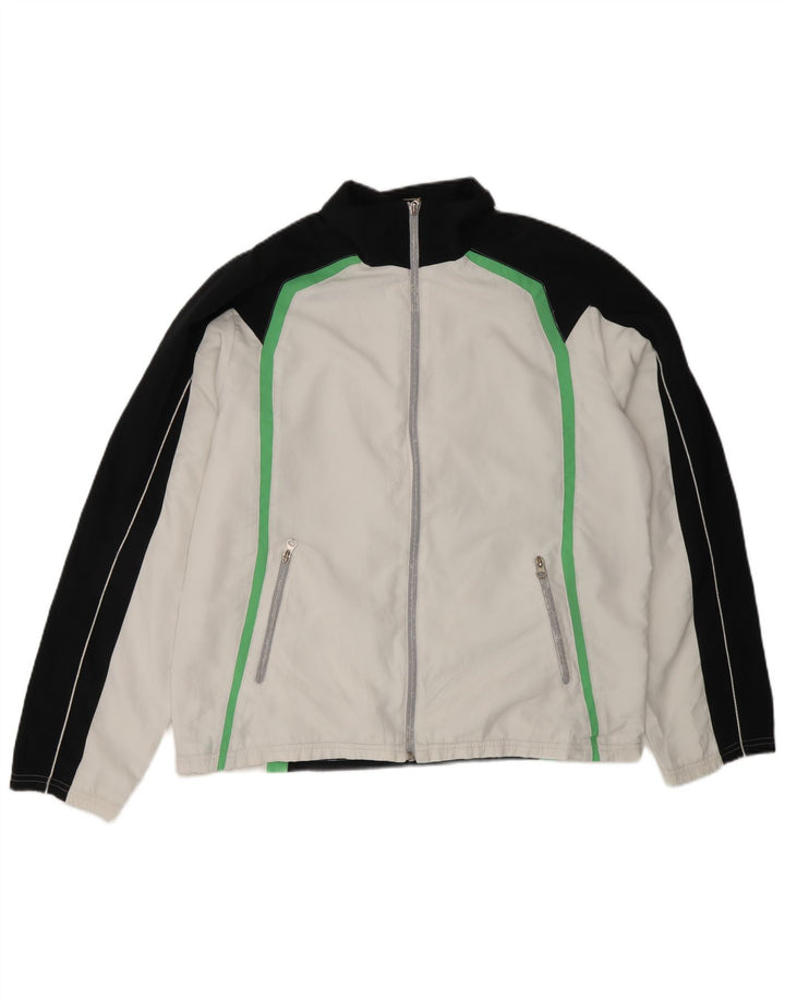 ASICS Mens Tracksuit Top Jacket Medium White Colourblock Polyester