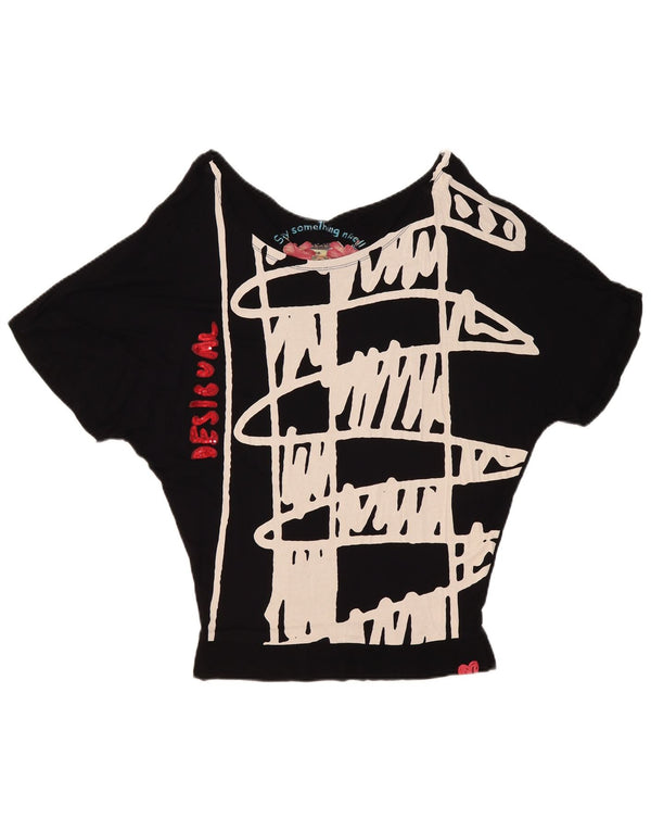Damska bluzka Desigual Graphic Batwing Top UK 10 Small Black Geometric