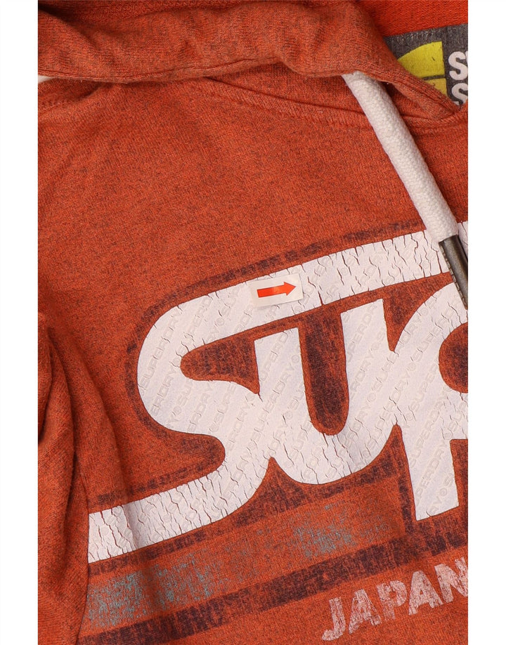 Męski sweter z kapturem Superdry z grafiką, średni pomarańczowy, bawełniany