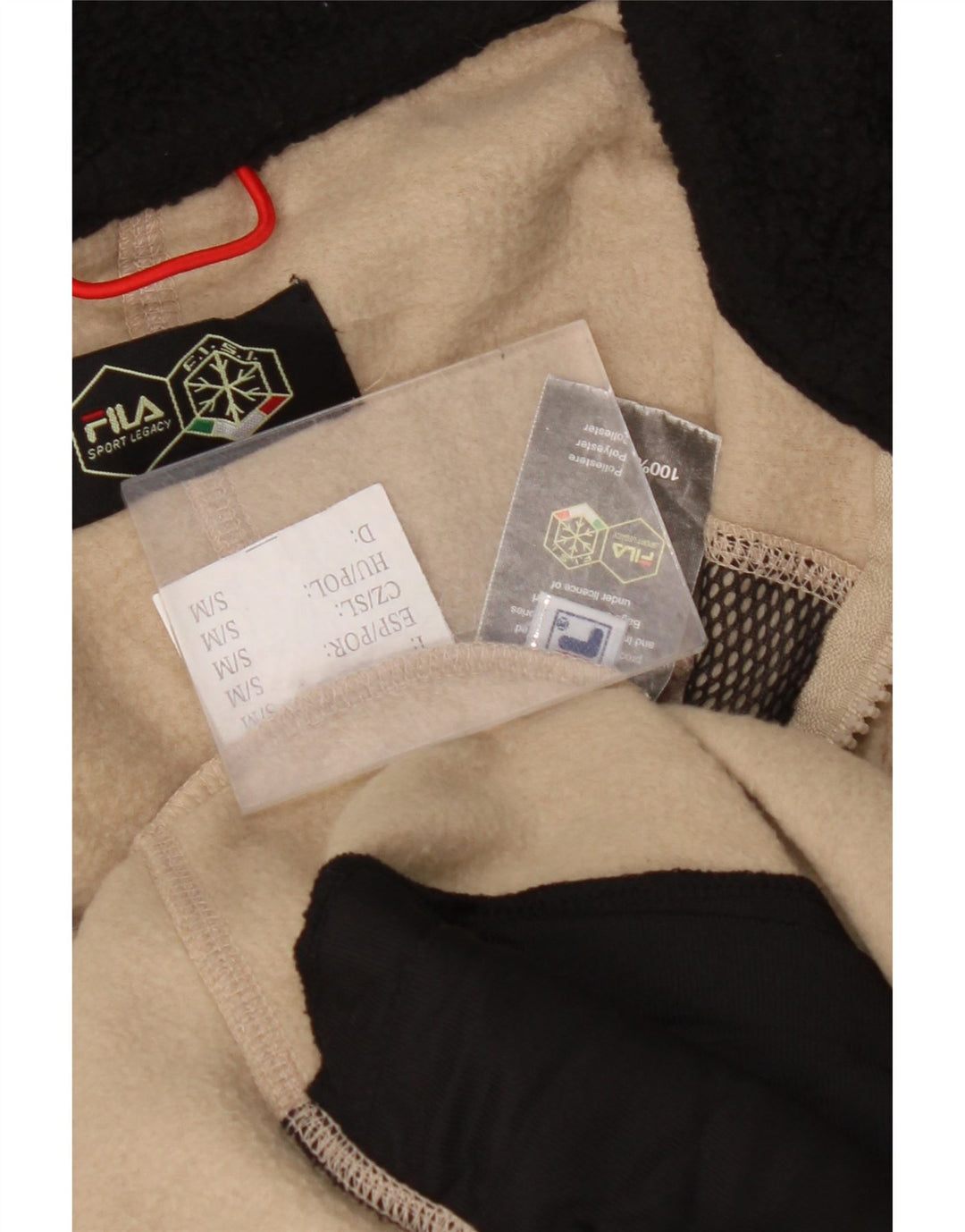 FILA Mens Fleece Jacket UK 36 Small Beige Colourblock Polyester