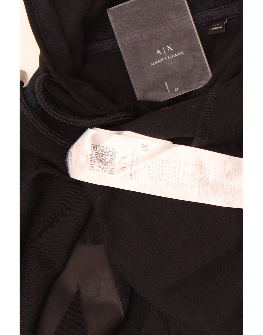Męski sweter z kapturem i grafiką Armani Exchange, średni czarny poliester