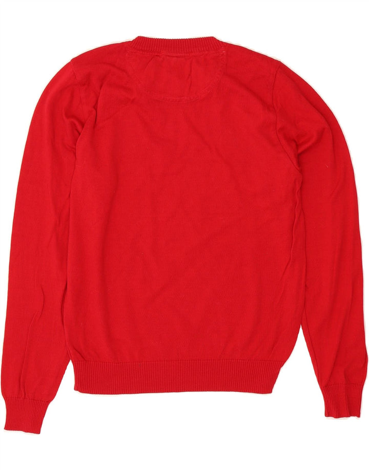 PAUL & SHARK Mens V-Neck Jumper Sweater Small Red Cotton Vintage Paul & Shark and Second-Hand Paul & Shark from Messina Hembry 