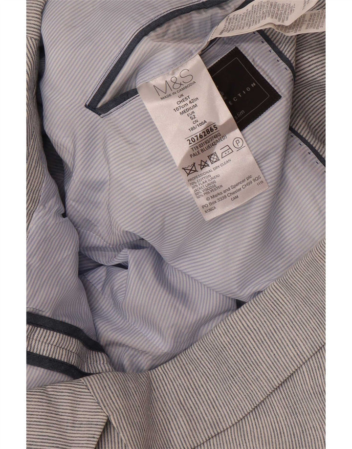 Marks & Spencer Męska marynarka zapinana na 2 guziki, rozmiar 42, duże niebieskie paski