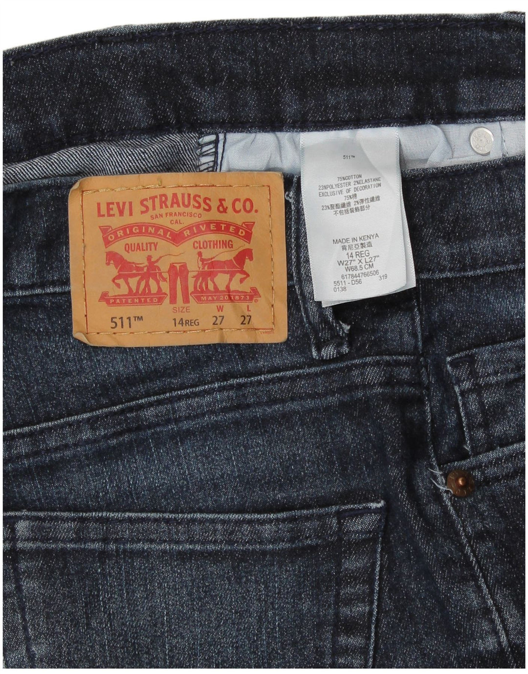 Dżinsy LEVI'S Dziewczęce 511 Slim 13-14 lat W27 L27 Niebieska bawełna