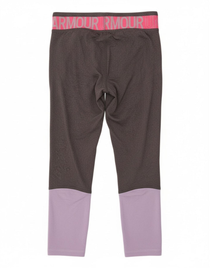 Dziewczęce legginsy z grafiką Under Armour 9-10 lat, średnioszare, z blokami kolorów