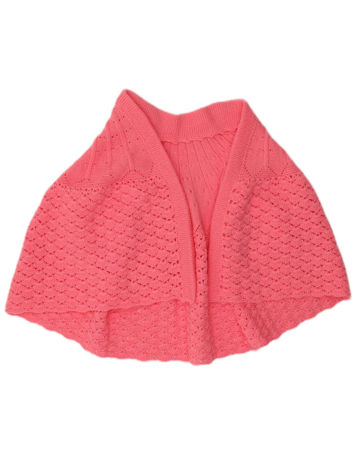 Vintage damski sweter ponczo rozpinany UK 14 średni róż