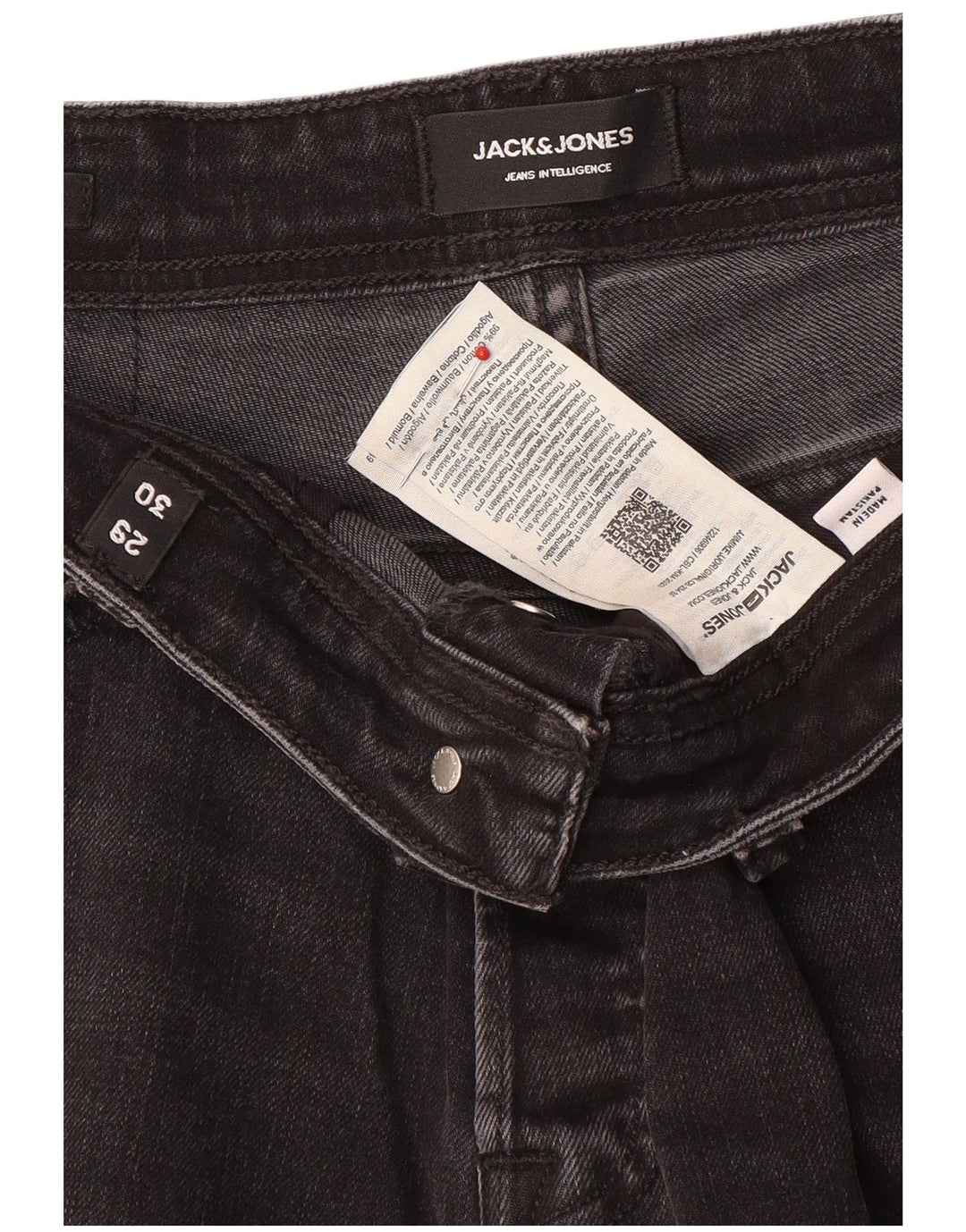 Męskie jeansy typu slim w trudnej sytuacji Jack & Jones W29 L30, czarna bawełna