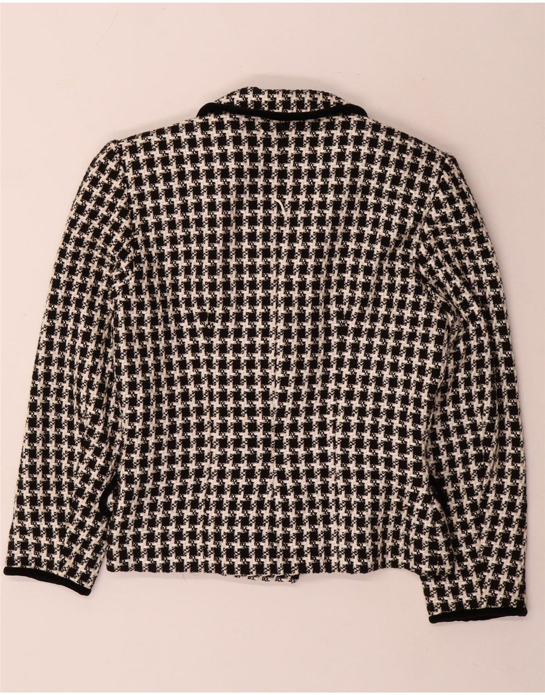 Vintage damska marynarka dwurzędowa UK 14, średnia czarna pepitka