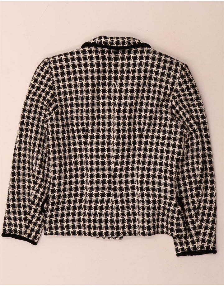 Vintage damska marynarka dwurzędowa UK 14, średnia czarna pepitka