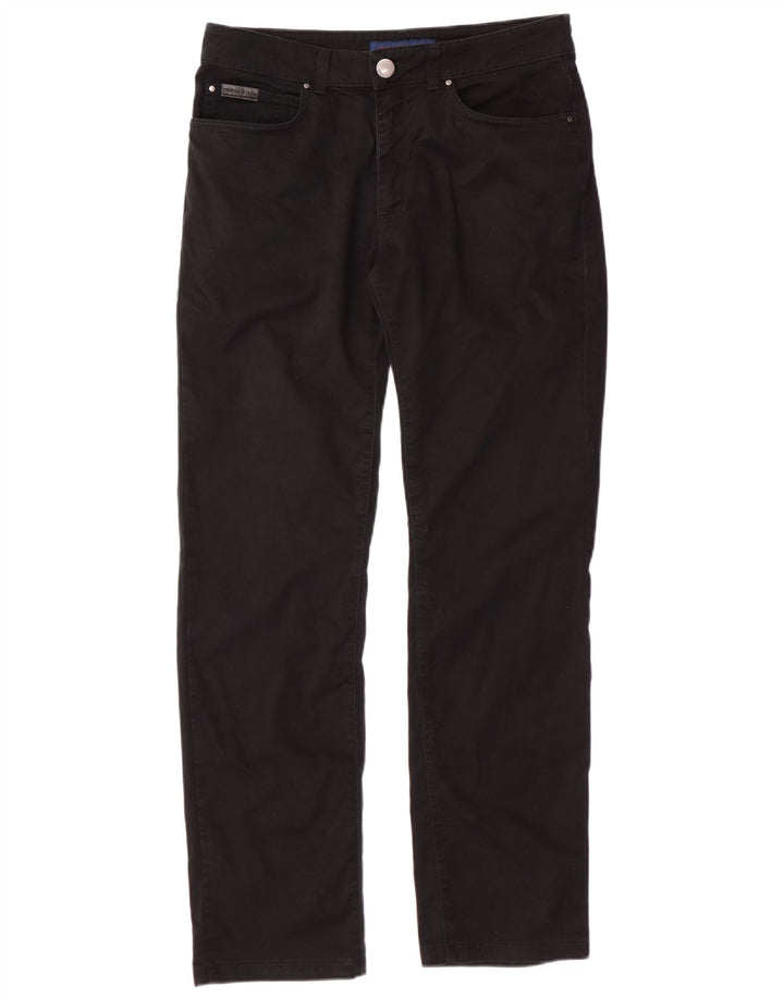 TRUSSARDI Mens Straight Casual Trousers W32 L30 Black Cotton