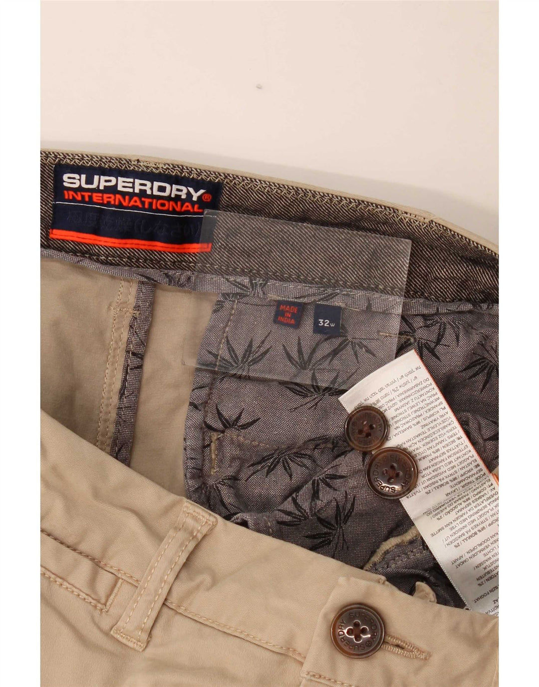 Męskie spodenki Chino Superdry W32 Średni beż, bawełna