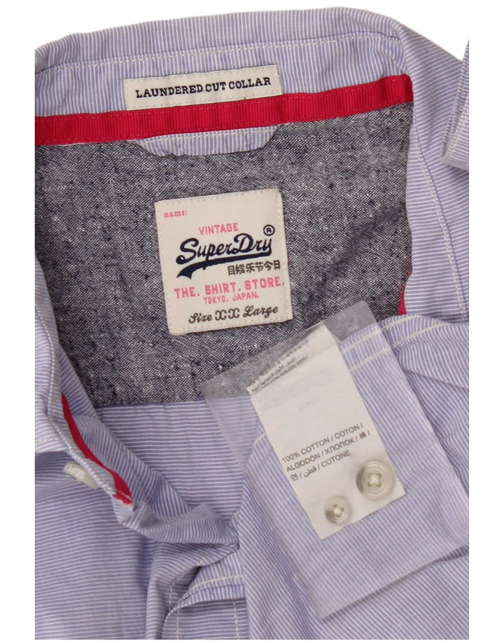 Koszula męska SUPERDRY 2XL, niebieska, bawełniana w prążki
