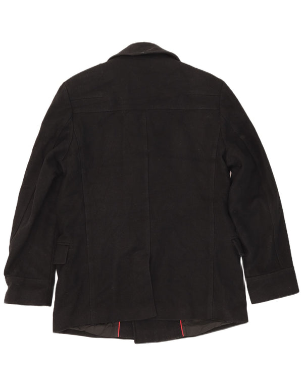 Płaszcz męski Hugo Boss Pea UK 44 2XL Czarna dziewicza wełna
