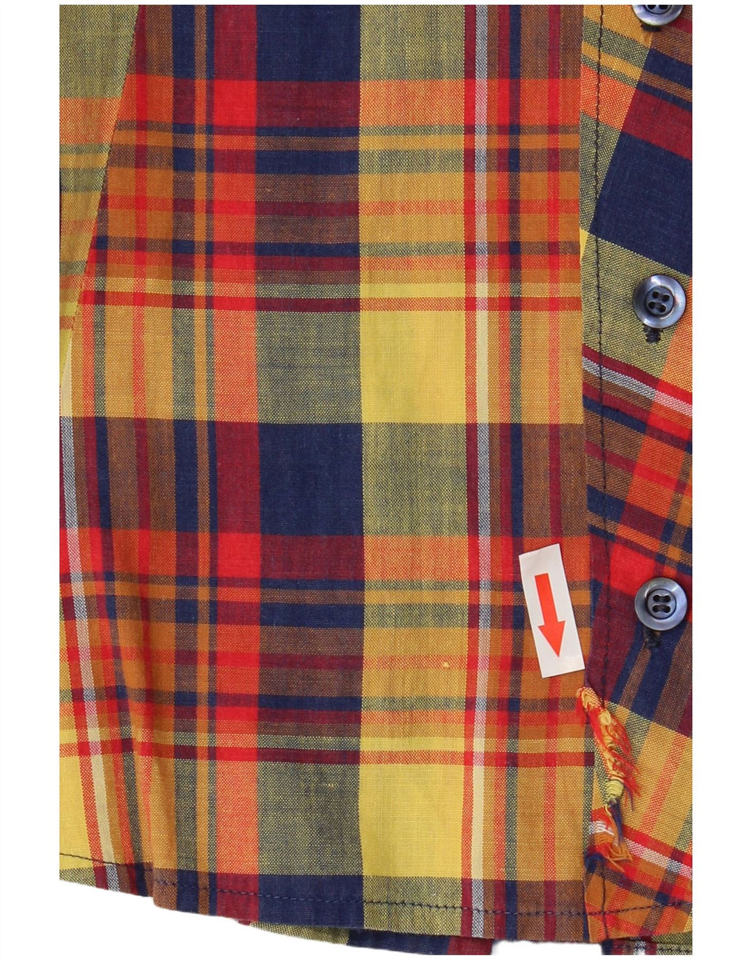 Koszula damska z krótkim rękawem VINTAGE UK 10 w małą wielobarwną kratkę