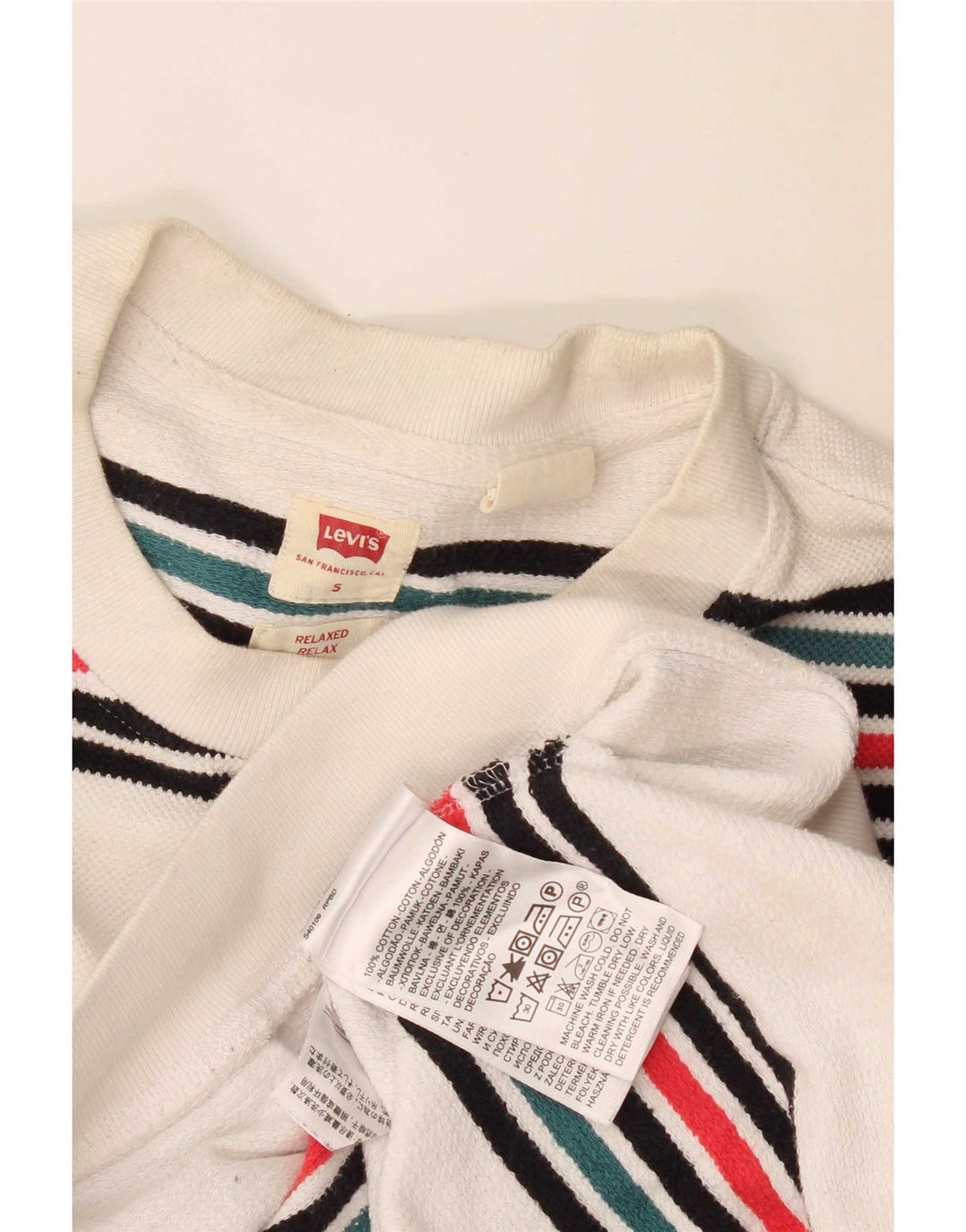 Męska bluza Levi's o swobodnym kroju, mała, bawełniana w białe paski