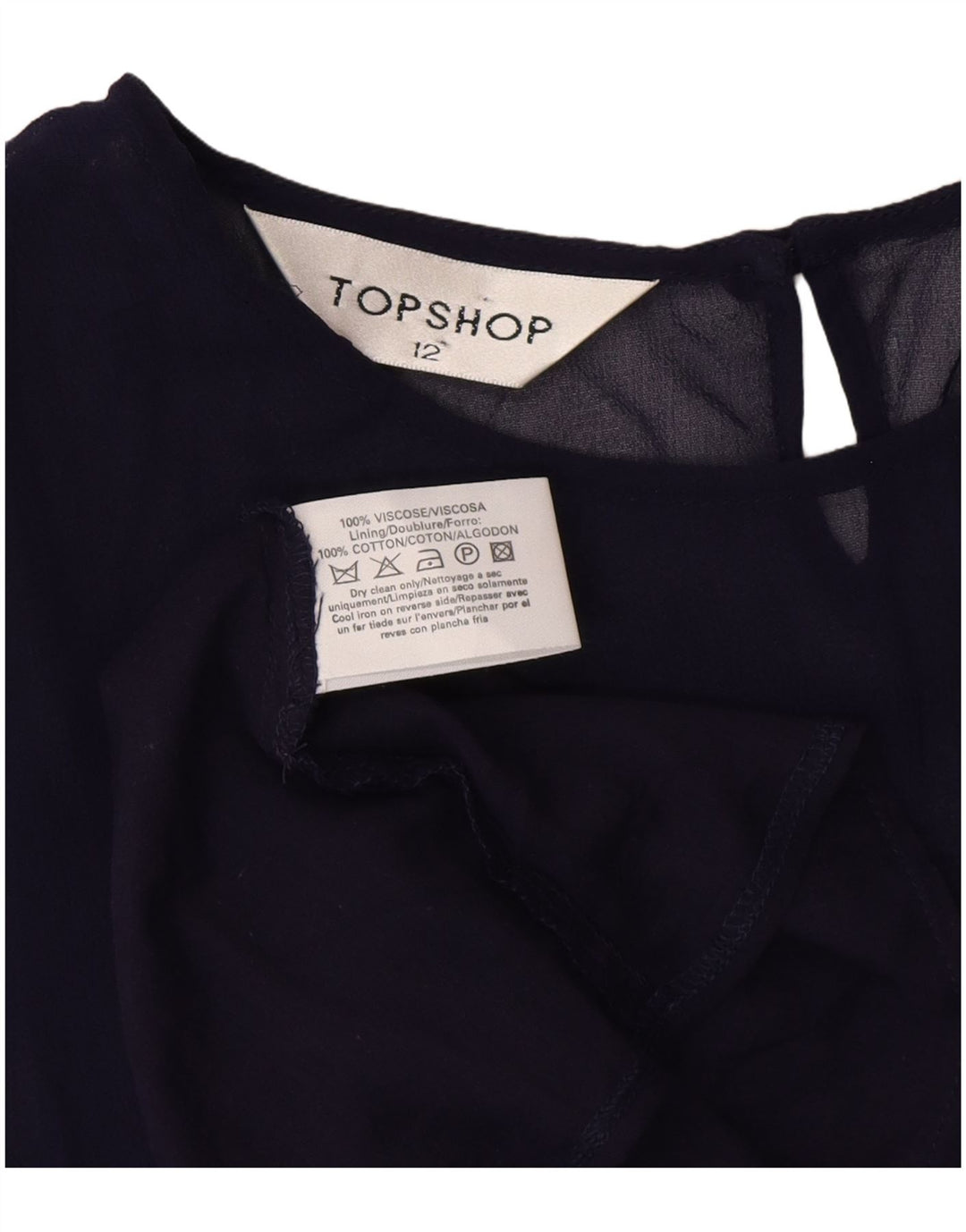 Damska sukienka typu shift bez rękawów Topshop UK 12, średni granatowy wiskoza