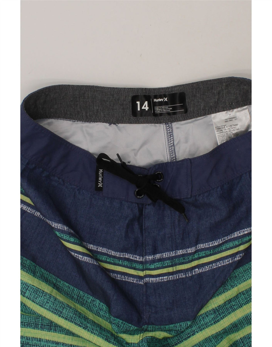 HURLEY Boys Swimming Shorts 13-14 Years  Blue Striped Polyester Vintage Hurley and Second-Hand Hurley from Messina Hembry 