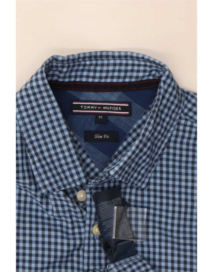 Męska koszula o dopasowanym kroju Tommy Hilfiger o wąskim kroju, bawełniana w ciemnoniebieską kratkę