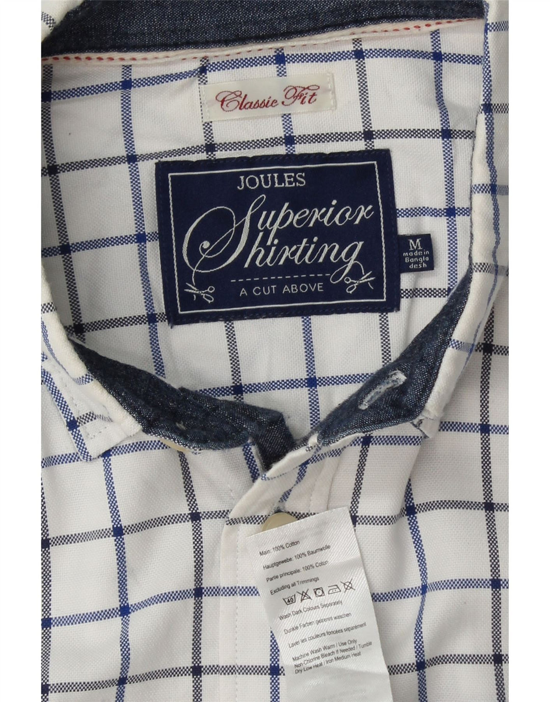 Koszula męska JOULES o klasycznym kroju, bawełniana w średnią białą kratkę