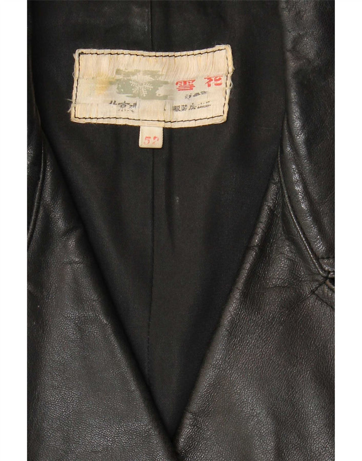 Vintage damski płaszcz skórzany IT 52 2XL czarny