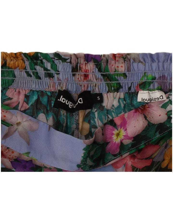 Damskie spodnie haremowe z szerokimi nogawkami Desigual, małe W26 W27, wielokolorowe kwiaty