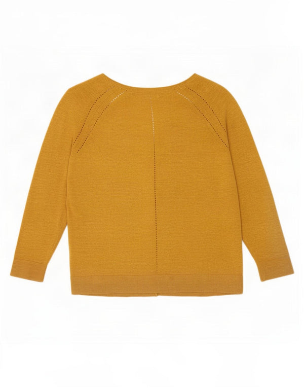 Damski sweter rozpinany Fat Face z rękawem 3/4 UK 10, mały, żółty, bawełniany
