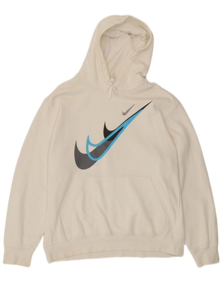 Męski sweter z kapturem Nike z grafiką, duży, biały, bawełniany
