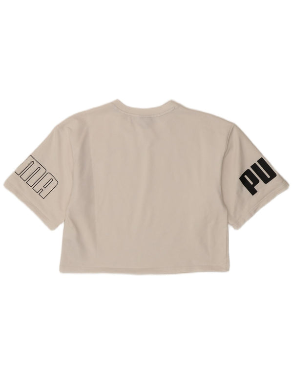 Damska koszulka Puma Crop Oversize z grafiką Top UK 10 Small White Cotton