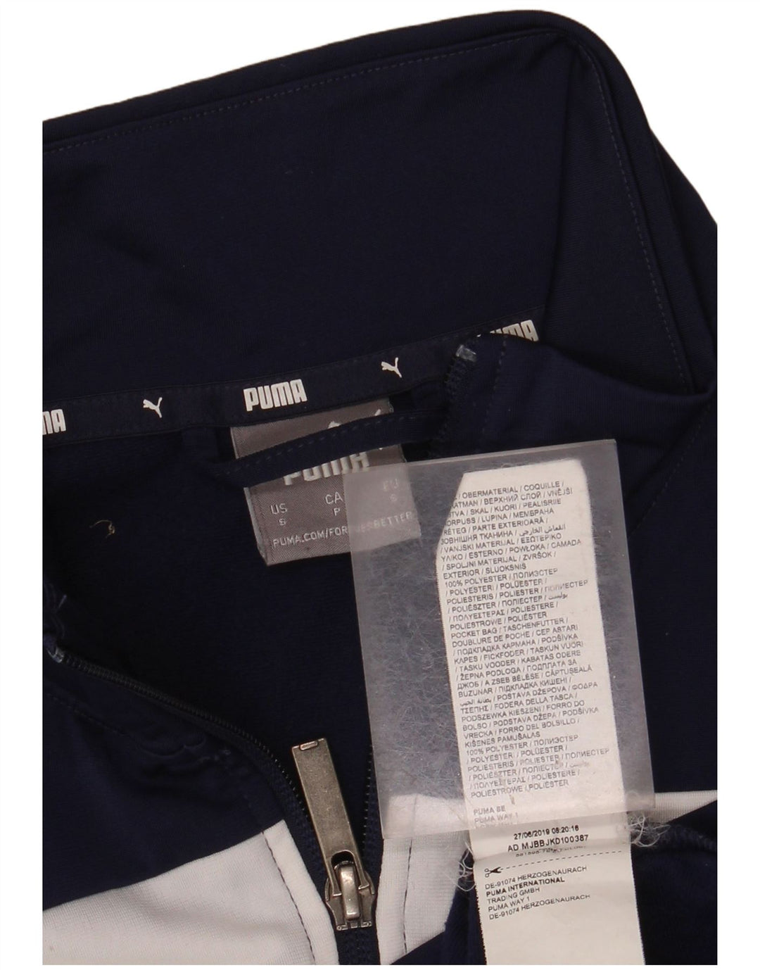 Męska kurtka dresowa PUMA, mała, granatowa, z poliestru w blokach kolorów