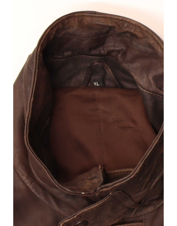 Vintage męska skórzana kurtka UK 42 XL brązowa
