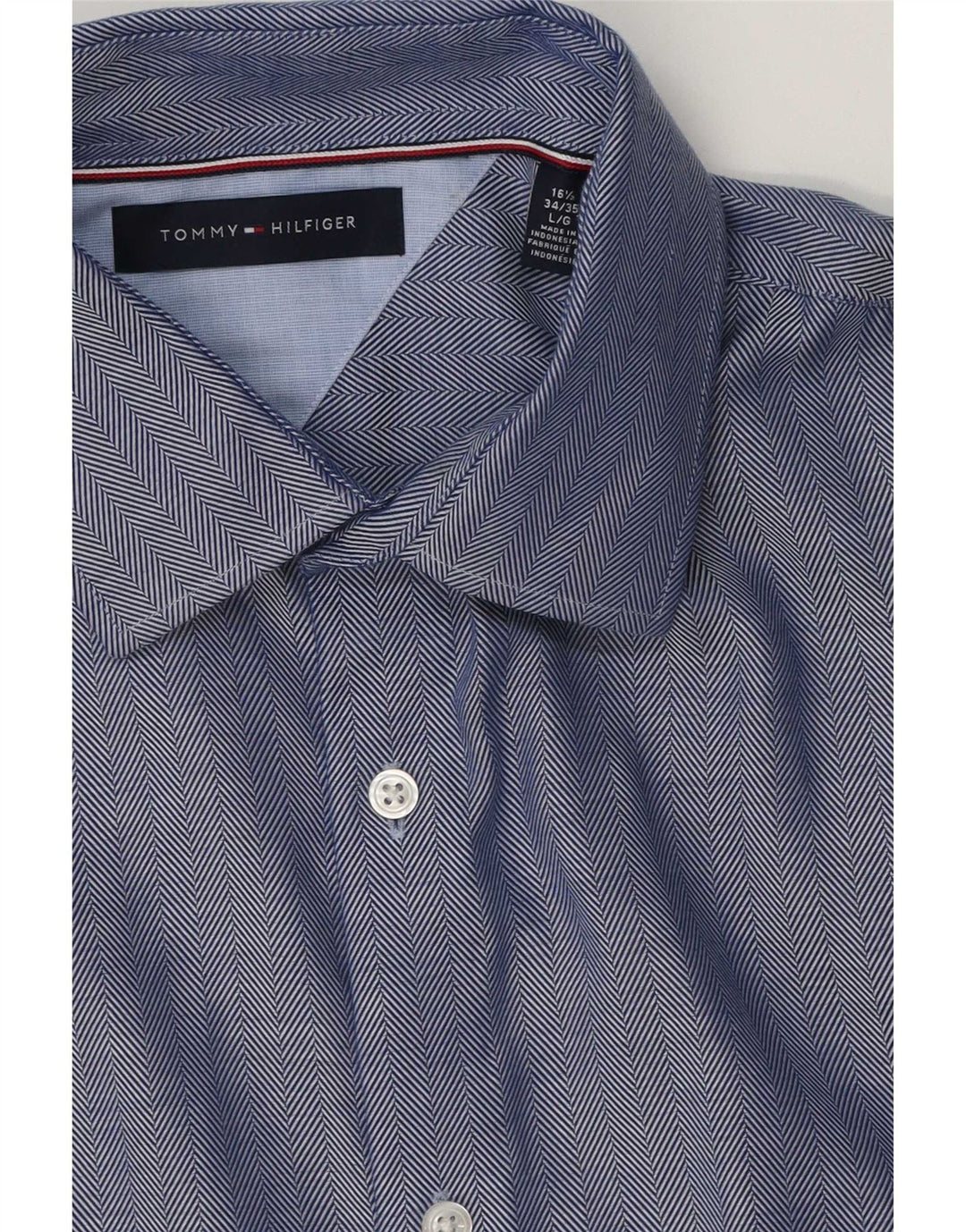Koszula męska Tommy Hilfiger rozmiar 16 1/2 duża niebieska bawełna w jodełkę