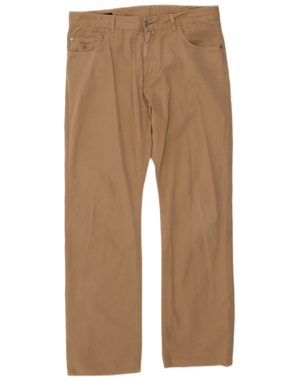 Proste spodnie damskie GANT W36 L34 Beżowa bawełna