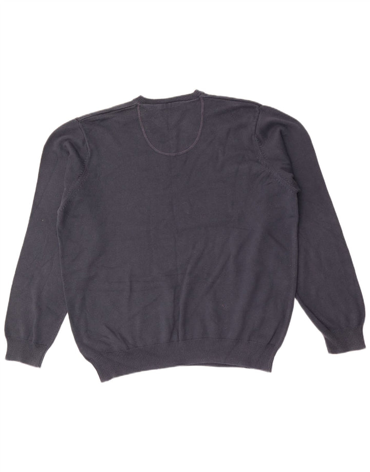Męski sweter Marks & Spencer Blue Harbor z dekoltem w kształcie litery V, duży, granatowy